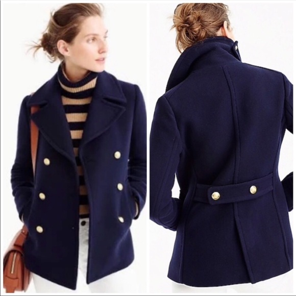 J. Crew Stadium Cloth Coat NAVY - Picture 3 of 11